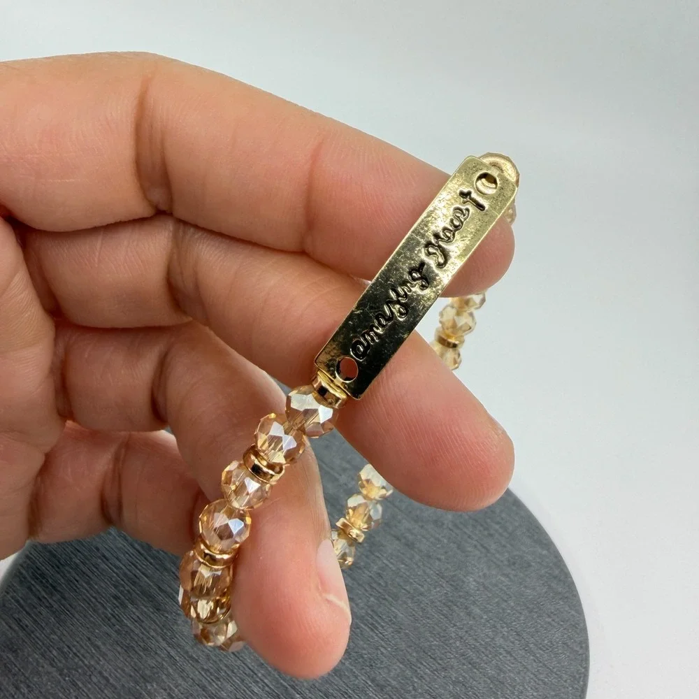 Amazing Grace Gold Tone Bead Bracelet Stacking Stretch Jewelry Gift Inspiration